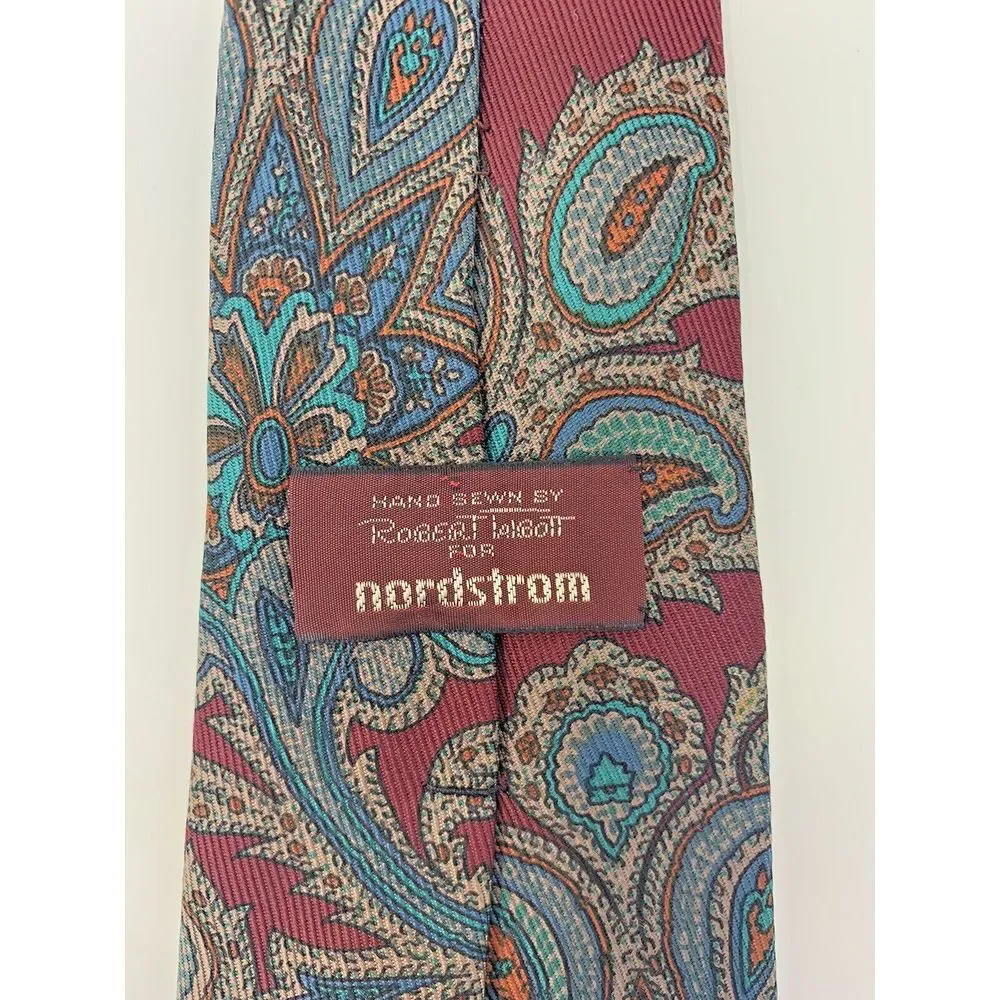 Robert‎ Talbott for Nordstrom Red Paisley Silk Men's Neck Tie L 58